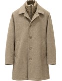 HERNO Abrigo Beige en lana diagonal y nailon ultraligero