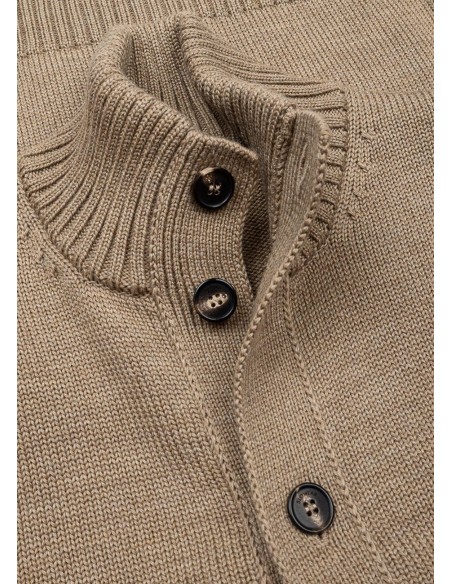 Zanone - Slowear cardigan Chioto en lana color arena detalles botones cuello