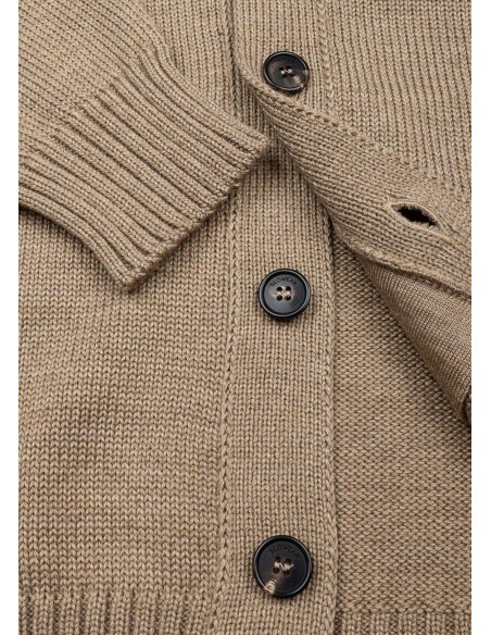 Zanone - Slowear cardigan Chioto en lana color arena detalle botonadura