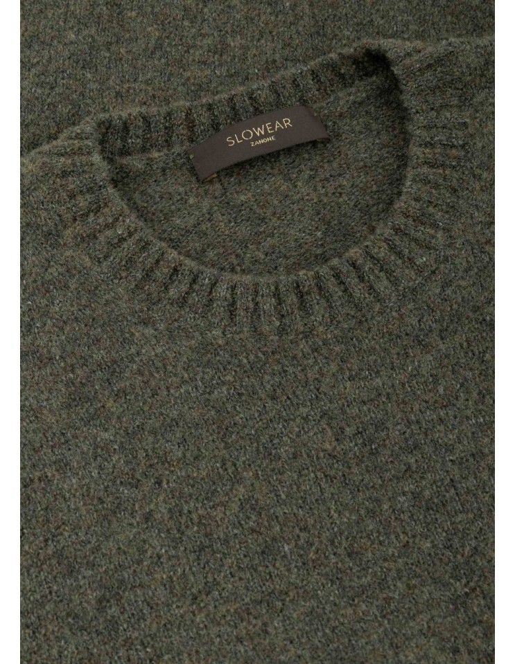 Zanone  - Slowear jersey cuello redondo en bouclé de lana y poliamida  detalle cuello