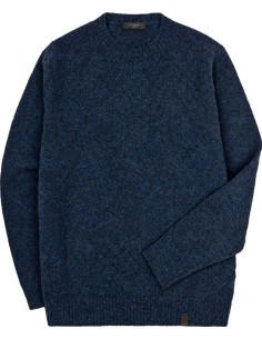 Zanone  - Slowear jersey azul cuello redondo en bouclé de lana vista frontal