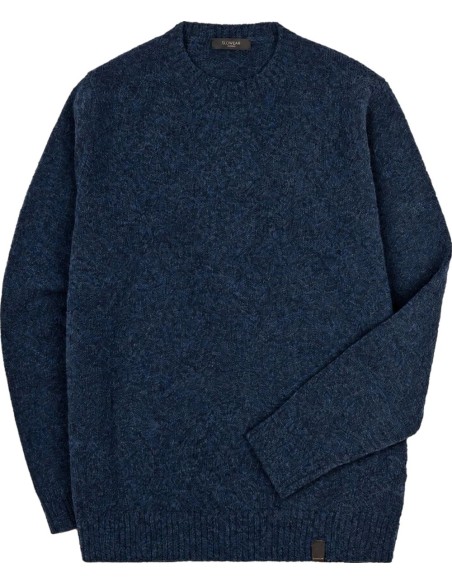 Zanone  - Slowear jersey azul cuello redondo en bouclé de lana vista frontal