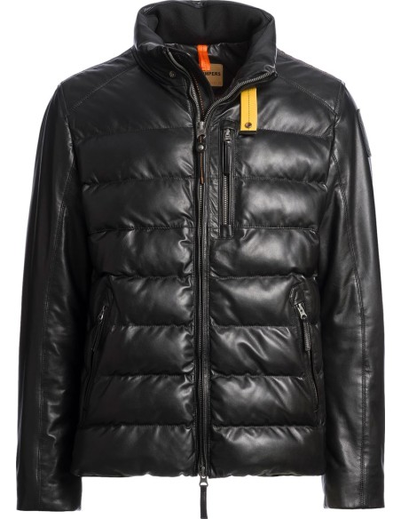 Chaqueta de piel negra Ernie de Parajumpers vista frontal