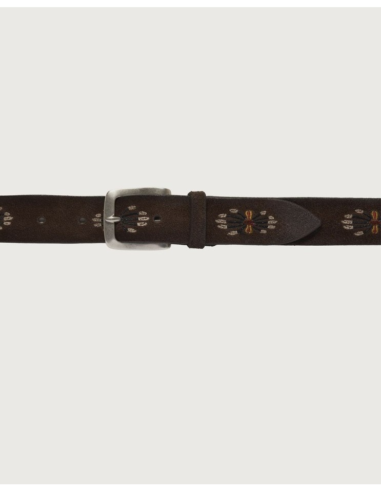 Orciani cinturón Cuero de ante marrón oscuro 3,5 cm abrochado