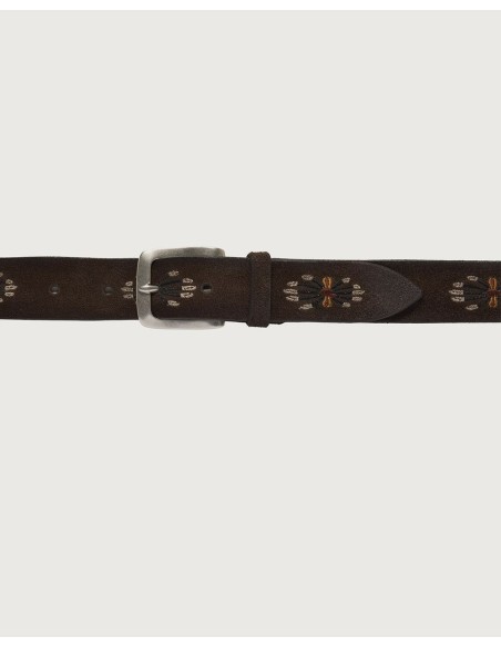 Orciani cinturón Cuero de ante marrón oscuro 3,5 cm abrochado