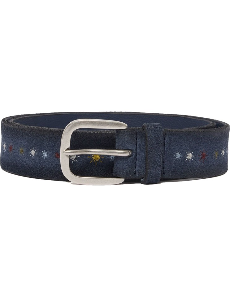 Orciani cinturón Asterisk de ante azul con bordados hebilla de plata