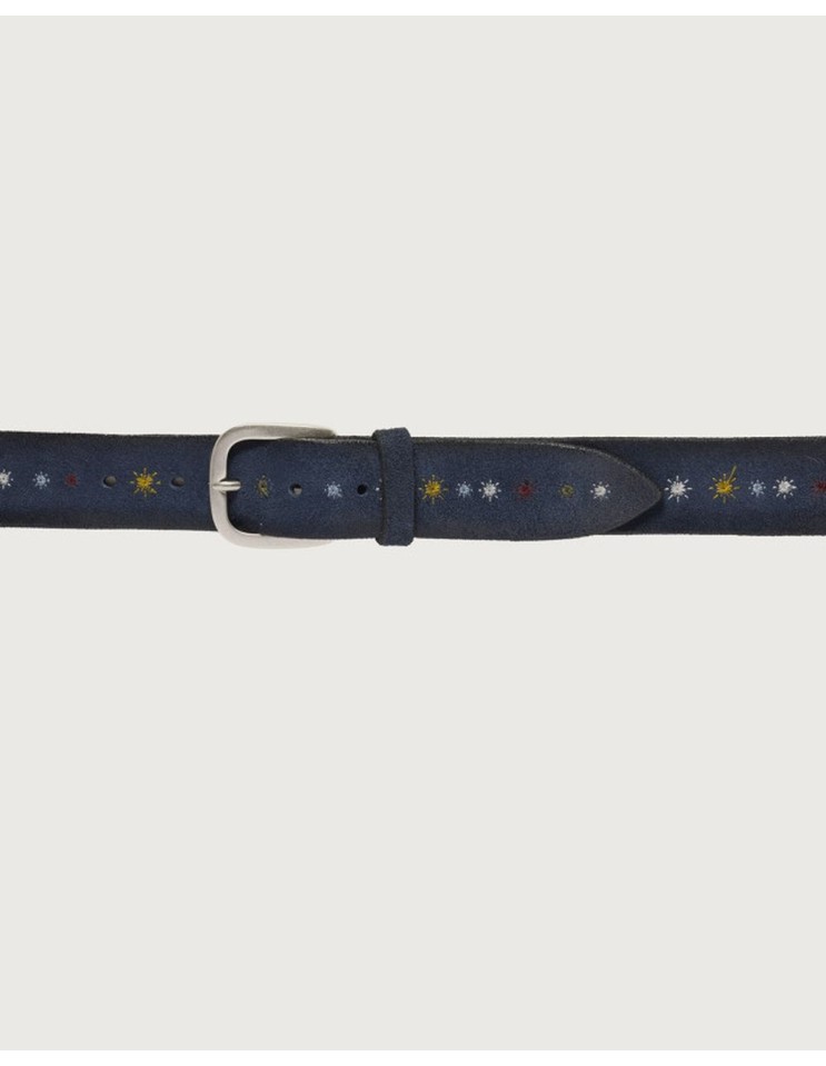 Orciani cinturón Asterisk de ante azul con bordados abrochado