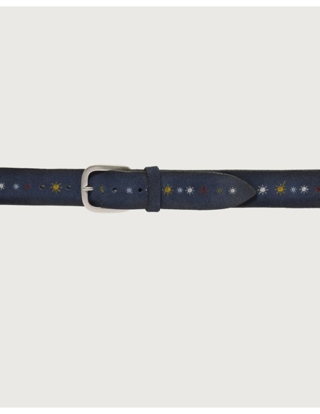 Orciani cinturón Asterisk de ante azul con bordados abrochado