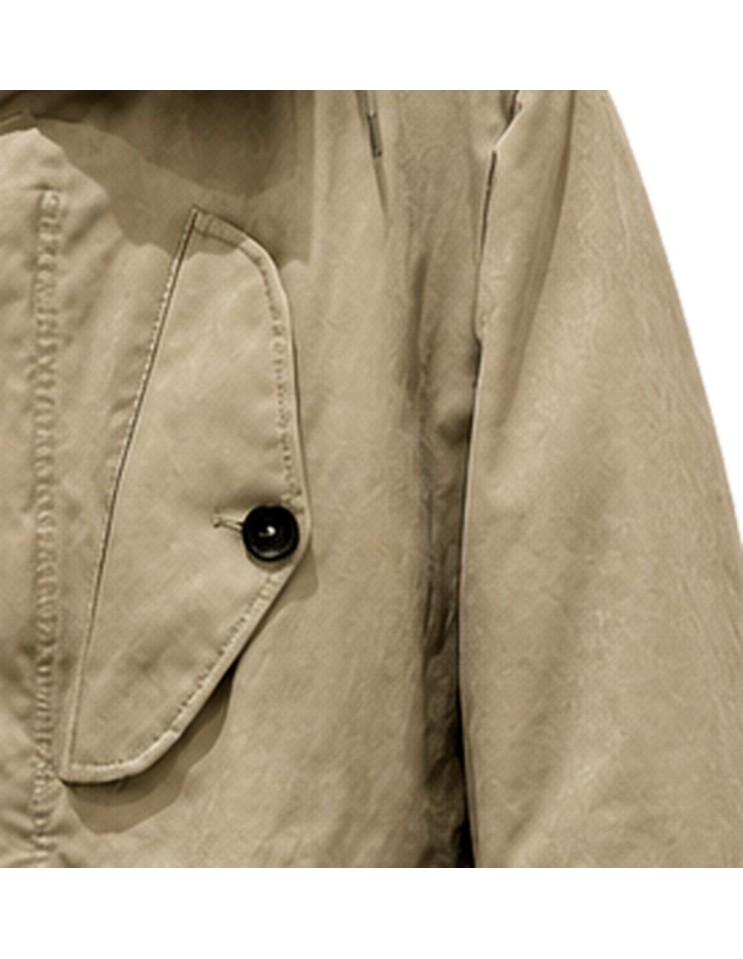 Parka Ten C Ice Storm Car Coat taupe detalle bolsillo superior y botón