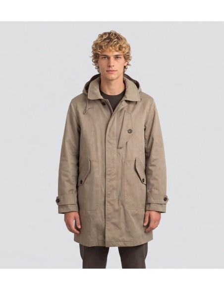 Parka Ten C Ice Storm Car Coat taupe vist frontal  y largo
