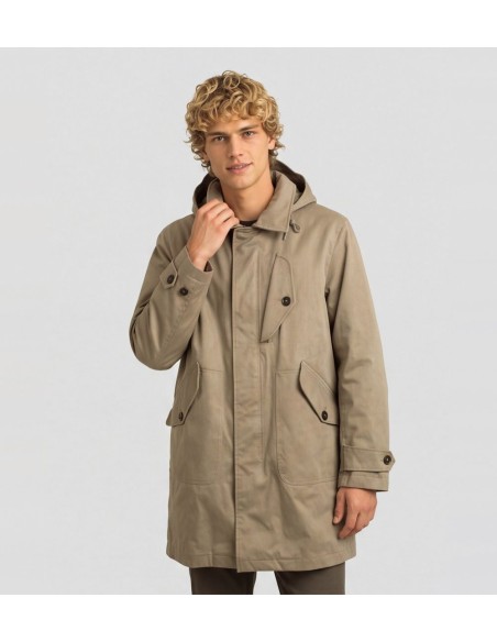 Parka Ten C Ice Storm Car Coat taupe detalles