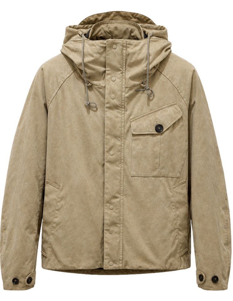 Ten C Cardinal Anorak taupe con capucha y plumón vista frontal
