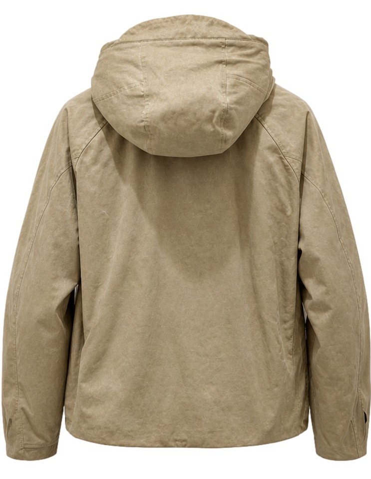 Ten C Cardinal Anorak taupe con capucha y plumón vista espalda con capucha