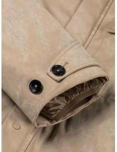 Ten C Cardinal Anorak taupe con capucha y plumón vista frontal 2