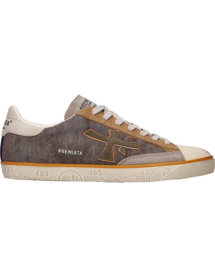 Premiata nueva Steven canvas beige vista lateral