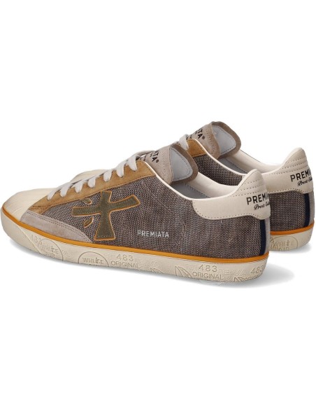 Premiata nueva Steven canvas beige vist lateral dos pies