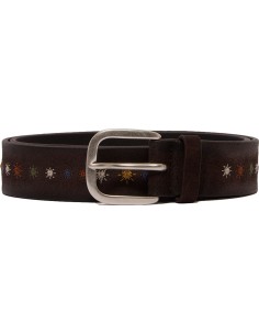 Orciani cinturón Asterisk de ante marrón con bordados vista hebilla