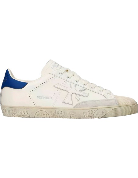 Premiata Steven Pure Edición contraste talonera azul vista lateral