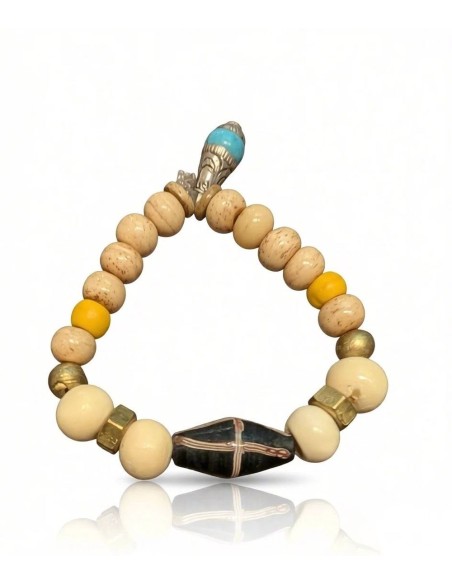 Pulsera hombre artesanal bodhi, hueso y latón | Ego Madrid