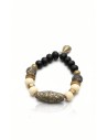 Pulsera hombre piedras negras y pieza grabada | Ego Madrid