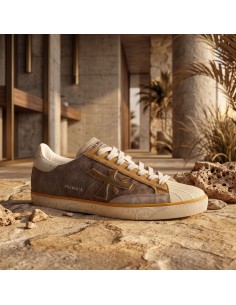 Premiata nueva Steven canvas beige vista lateral 2