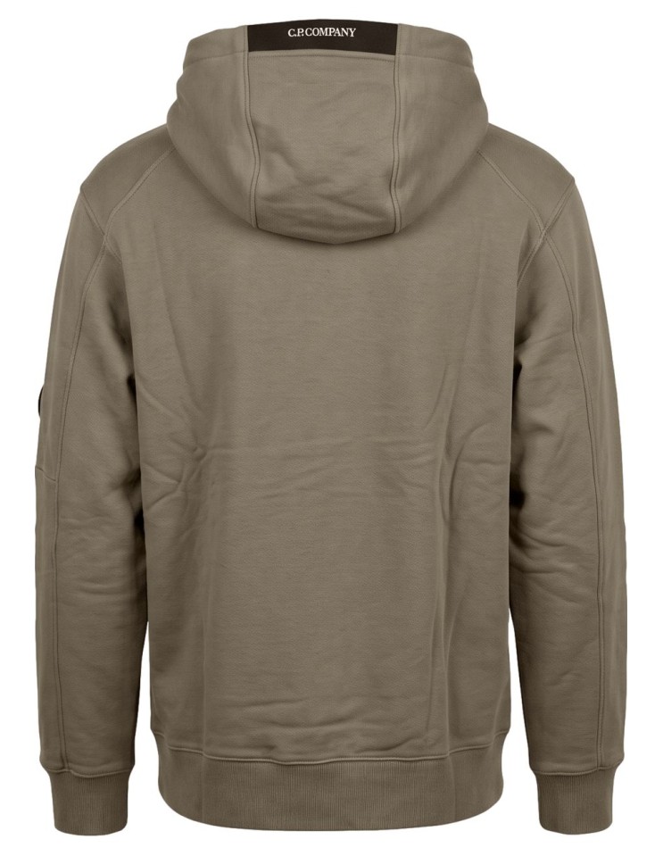 C.P. Company Diagonal Raised Fleece Hooded Sweatshirt Gris vista espalda con capucha