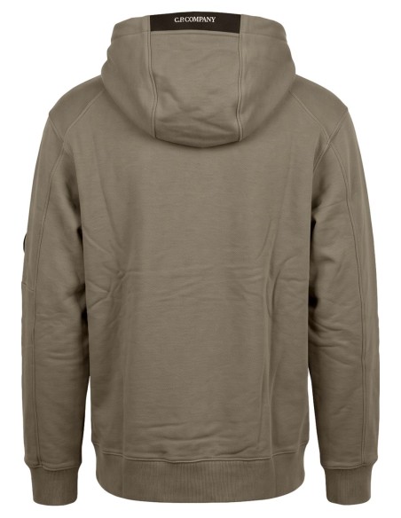 C.P. Company Diagonal Raised Fleece Hooded Sweatshirt Gris vista espalda con capucha
