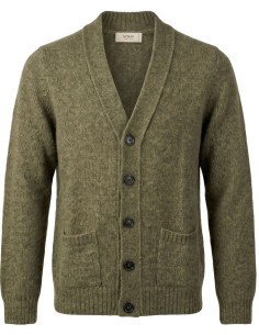Cardigan con bobotes verde Ferrante Royal Red en lana y alpaca