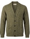 Cardigan con bobotes verde Ferrante Royal Red en lana y alpaca