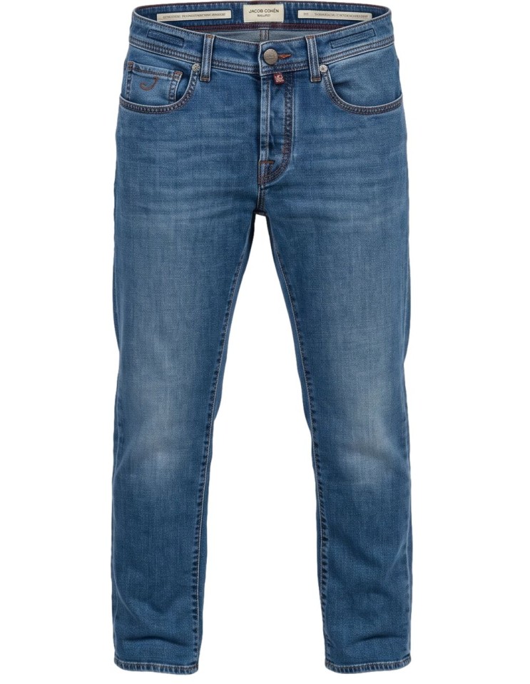 Jeans Jacob Cohën Bard lavado medio etiqueta gales vista frontal