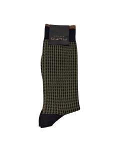 Alto Milano calcetín pata gallo Gianni verde y negro