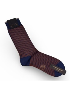 Alto Milano calcetín pata gallo Gianni caldero y azul 2