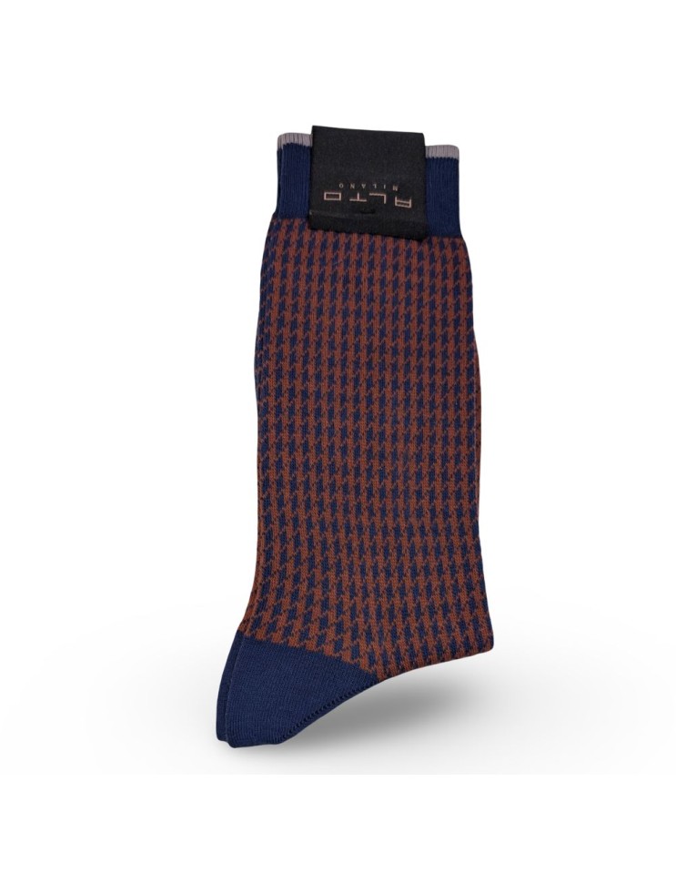 Alto Milano calcetín pata gallo Gianni caldero y azul