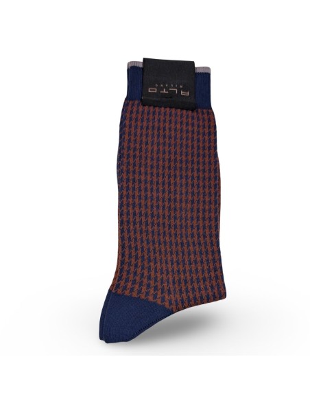 Alto Milano calcetín pata gallo Gianni caldero y azul