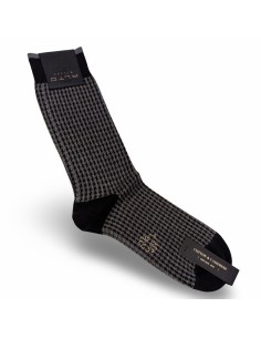 Alto Milano calcetín pata gallo Gianni gris y negro 2