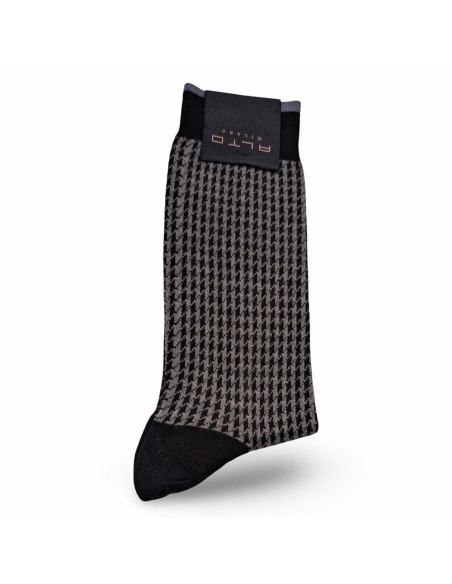 Alto Milano calcetín pata gallo Gianni gris y negro