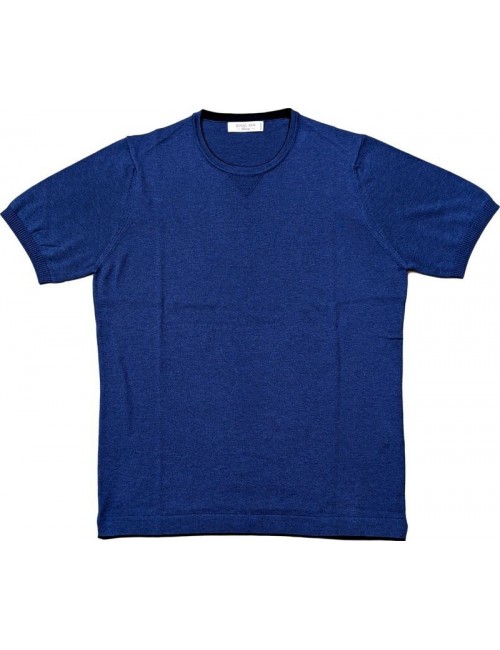 Jersey muy fino en punto azul manga corta de Ferrante | Ego Madrid