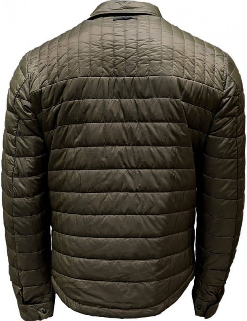 Sobrecamisa Montedoro con encapsulado tipo plumas en tejido técnico.