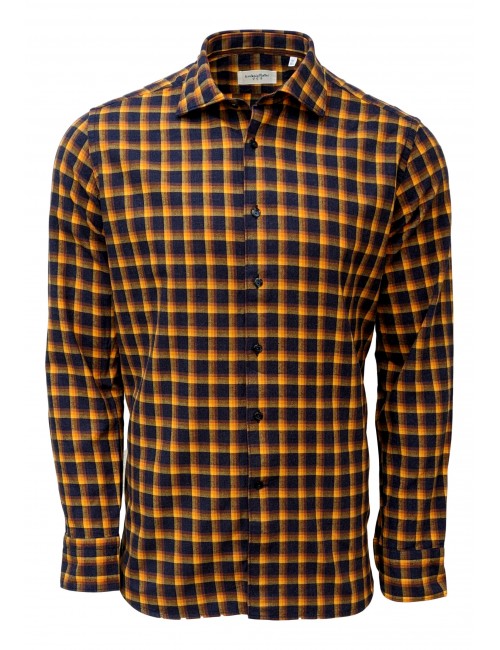 Camisa de cuadro escoces en algodón cepillado Tintoria Mattei