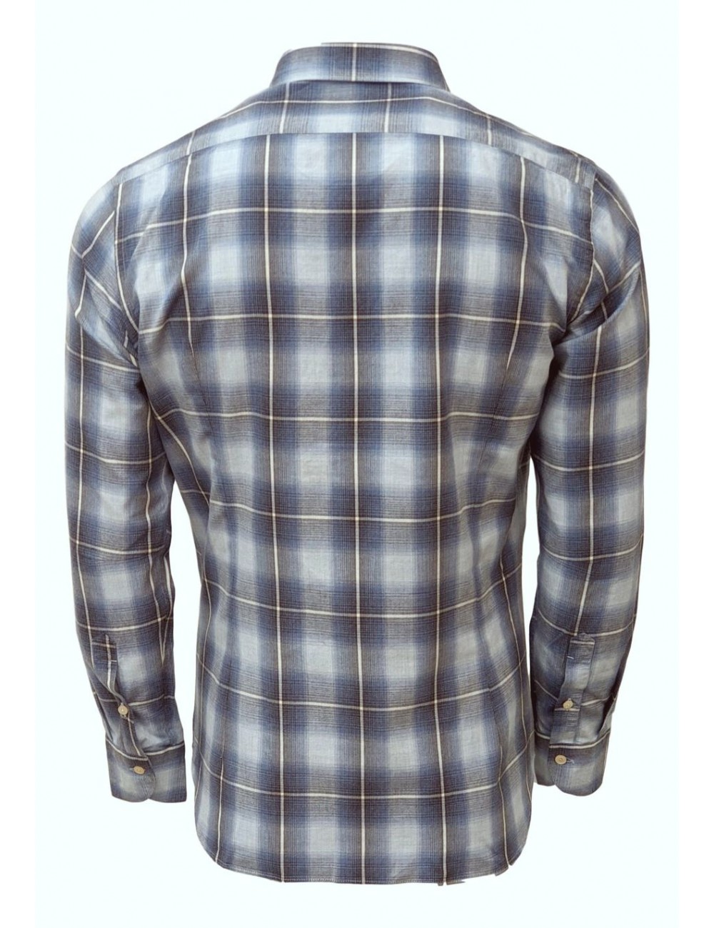 Camisa de cuadro difuminado efecto talco en algodón cepillado Tintoria Mattei