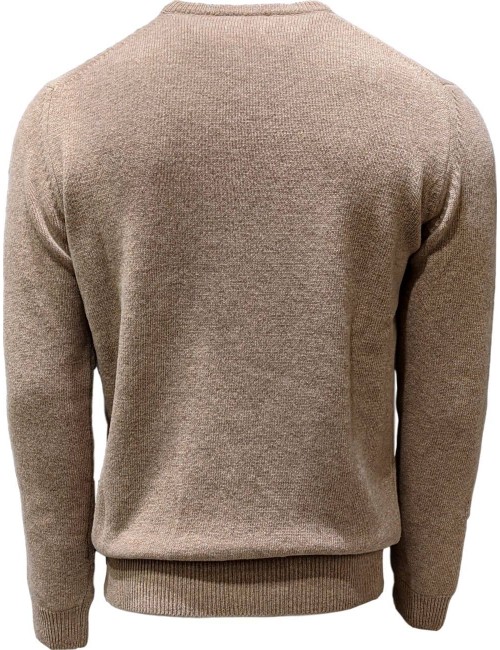 Jersey de cuello redondo en lana color beige suave y cálido | Ego Madrid