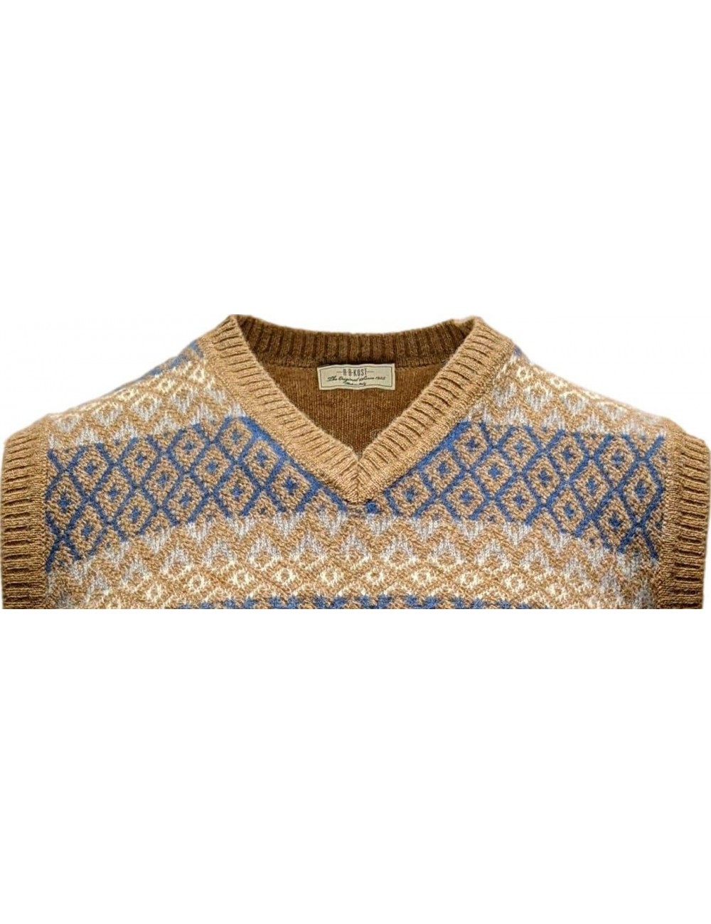 Chaleco ABKOST  cuello de pico  fantasia lana 100% calidez y suavidad.