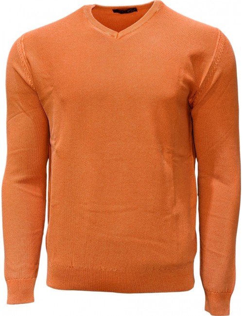 Jersey keen cuello de pico en algodón de color naranja