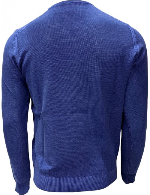 Jersey keen cuello de pico en algodón de color azulón