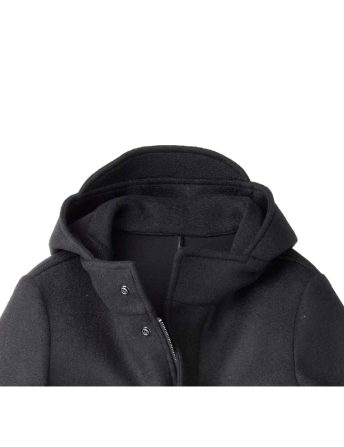 Fradi chaquetón negro en lana técnica | Almirante Seis Madrid