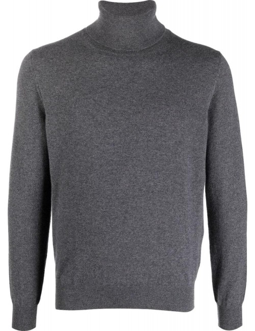 Jersey de cuello cisne en lana merino y cashmere, calidez y suavidad.