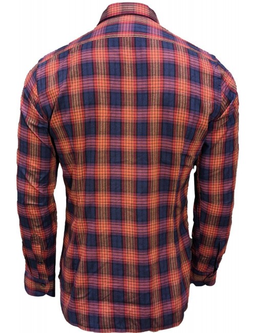 CAMISA CUADROS GRANA AZUL TINTORIA MATTEI | EGO Madrid