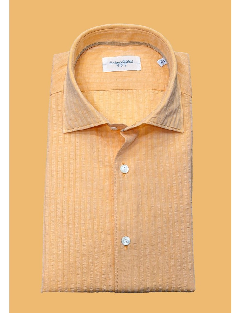 Camisa tejido seersuker en naranja  de Tintoria Mattei  | Ego Madrid
