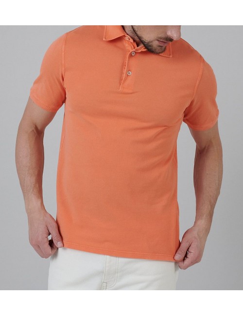 Polo rojo manga corta Fedeli piqué naranja | Ego Madrid