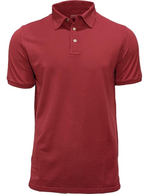 Polo manga corta north Fedeli piqué  algodón rojo oscuro | Ego Madrid